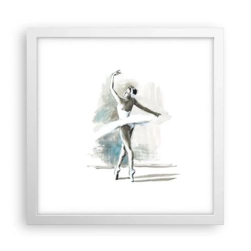 Affisch i vit ram - Förtrollad i en svan - 30x30 cm