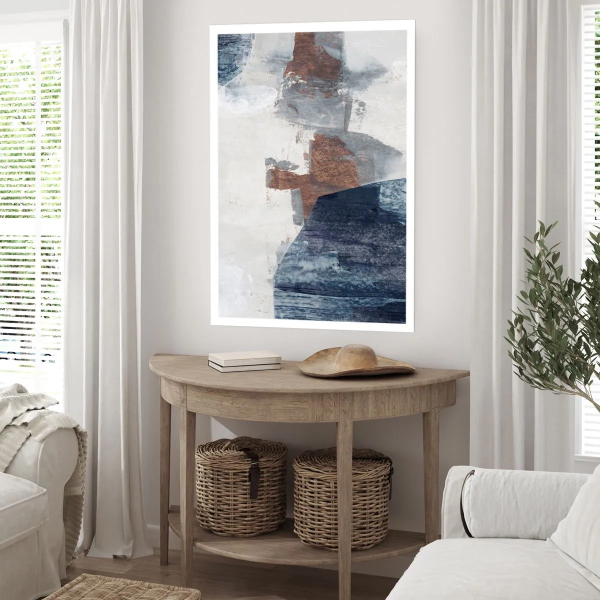 Affisch - Blåbruna former - 50x70 cm