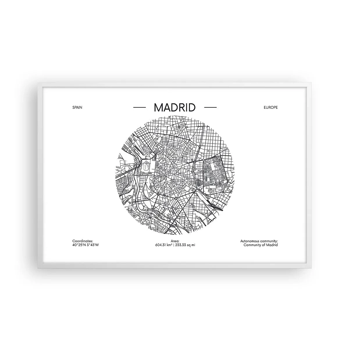 Affisch i vit ram - Madrids anatomi - 91x61 cm