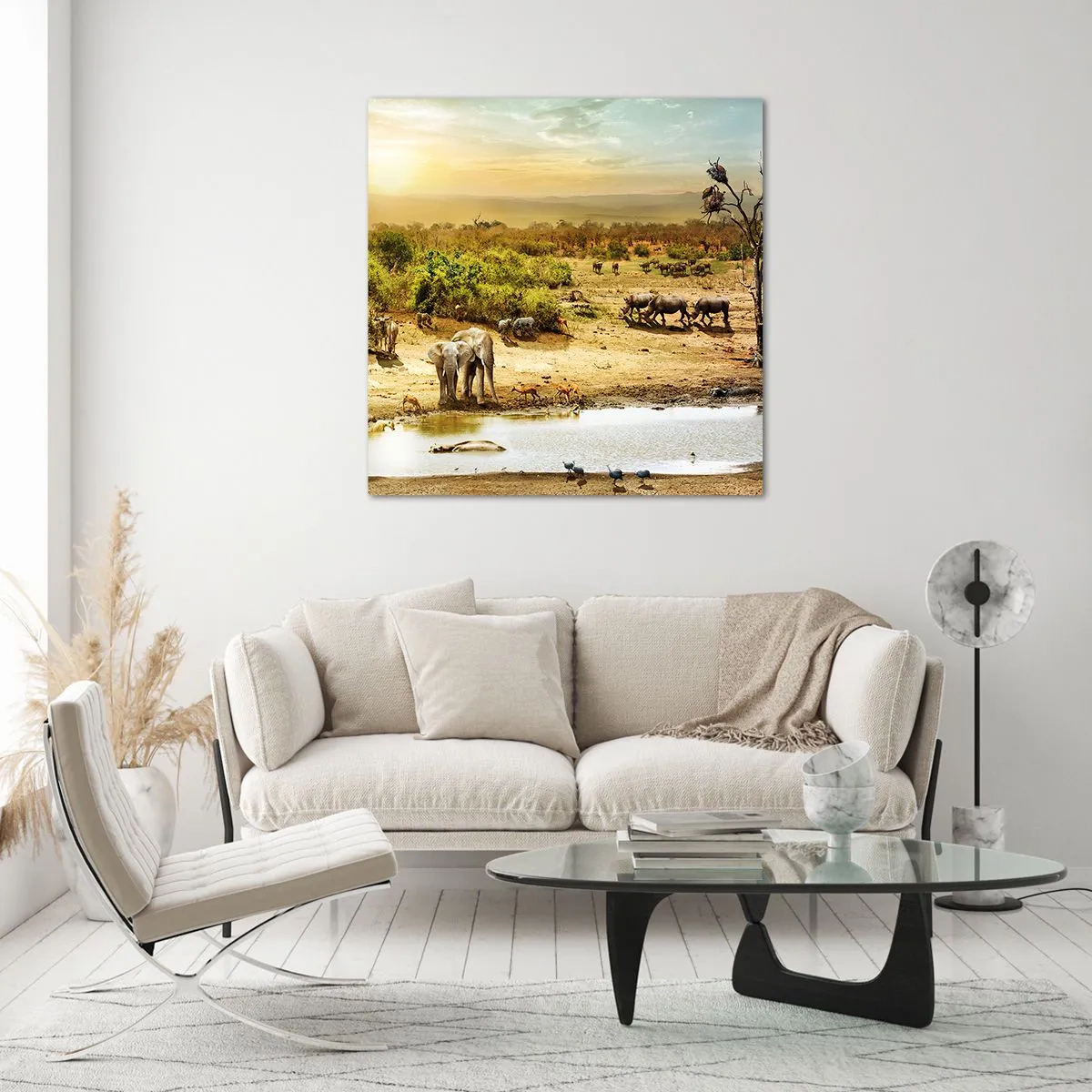Glastavla - Bild på glas - "Det mynnade en flod från Eden…" - 50x50 cm