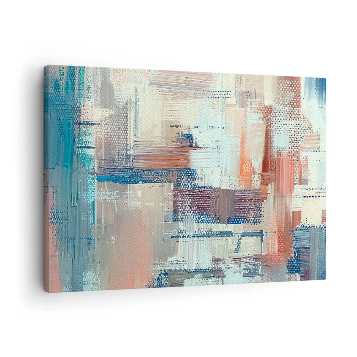 Canvastavla - Bild på duk - Abstrakt komposition i nyanser av blått och beige - 70x50cm - Att nå ljuset - Modern väggdekoration för vardagsrum och sovrum ARTTOR