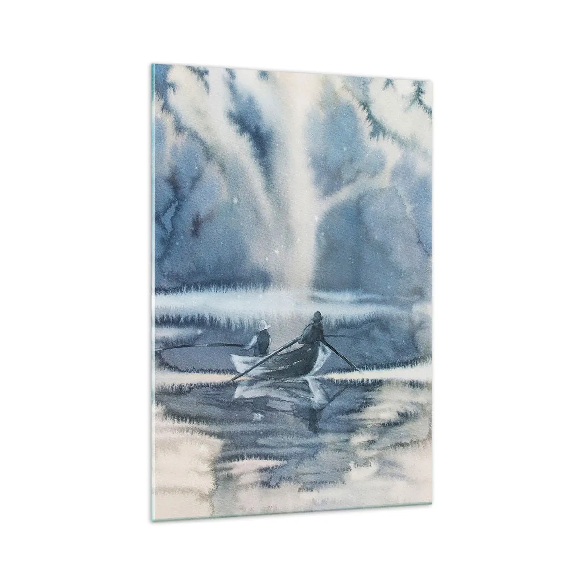 Glastavla - Bild på glas - Sportfiskare i sitt paradis - 70x100 cm