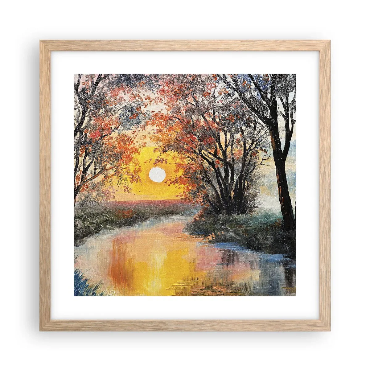 Affisch i ram av ljusek - Höststämning - 40x40 cm