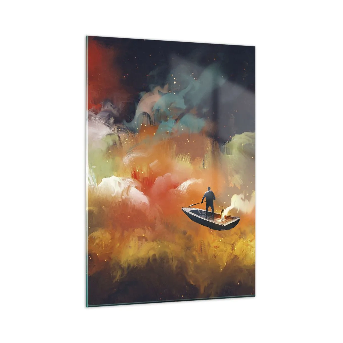 Glastavla - Bild på glas - I båten genom galaxen - 50x70 cm