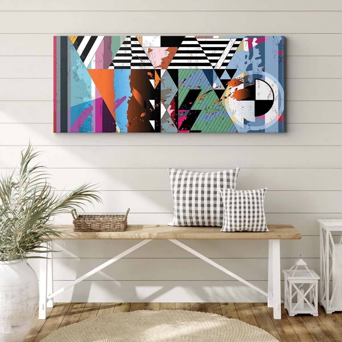 Canvastavla - Bild på duk - Geometriskt och organiskt - 100x40 cm