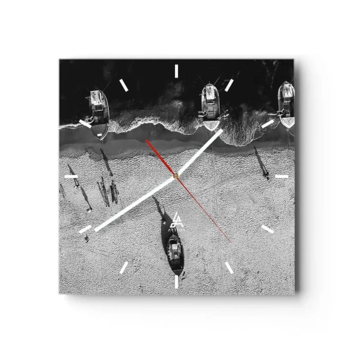 Väggklocka - Klocka på glas - Fortfarande på stranden... - 30x30 cm