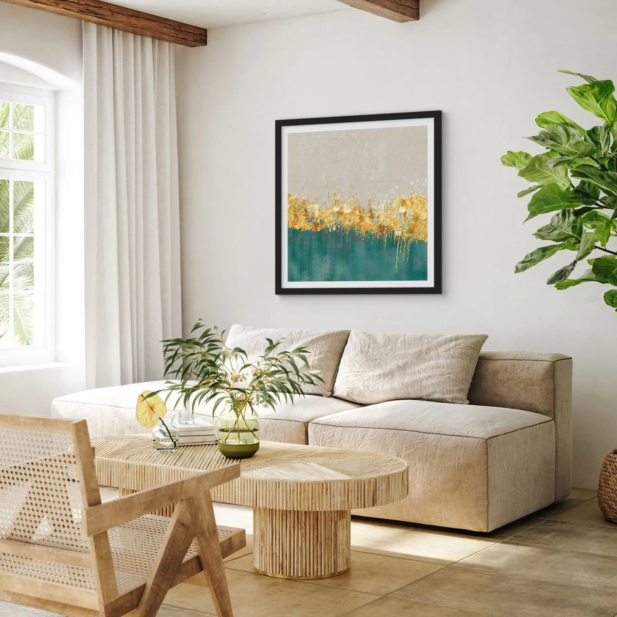 Affisch i svart ram - Den gyllene gränsen - 50x50 cm