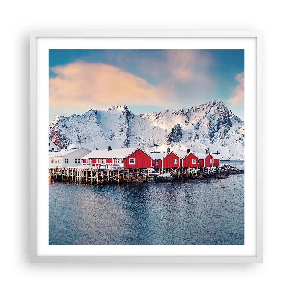 Affisch i vit ram - Nordligt gömställe - 60x60 cm