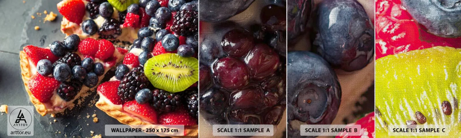 Provbit av fototapet Premium Canvas - Dolce vita! - Gastronomi, Tårta med frukt, Kaka - 100x30 cm