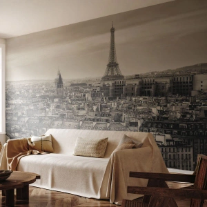 Fototapet Premium Sand - Över Paris tak - Stad, Paris, Arkitektur - 250x175 cm