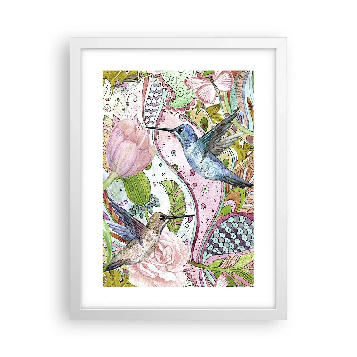 Affisch i vit ram - Inbäddade i klätterväxter - 30x40 cm