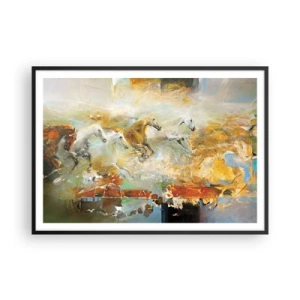 Affisch i svart ram - Galopp genom ljuset - 100x70 cm