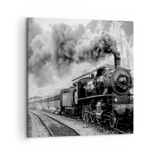 Canvastavla - Bild på duk - Det står ett lok på stationen... - 50x50 cm