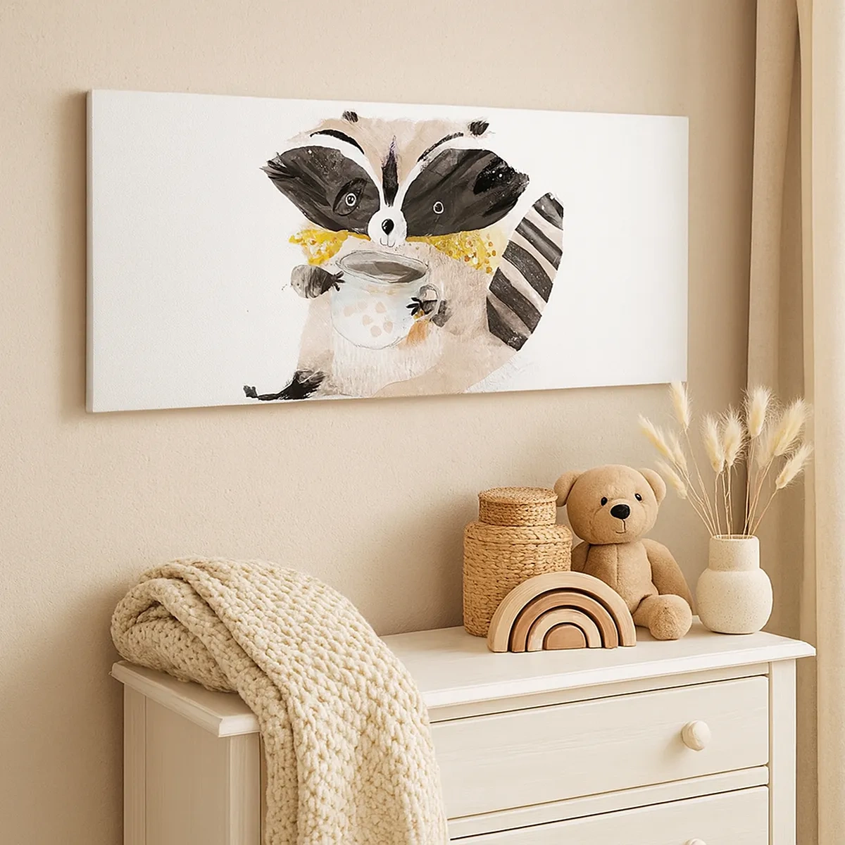 Canvastavla - Bild på duk - Min vän tvättbjörn - 30x30 cm