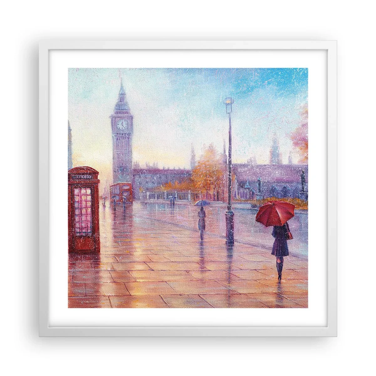 Affisch i vit ram - Höstdag i London - 50x50 cm