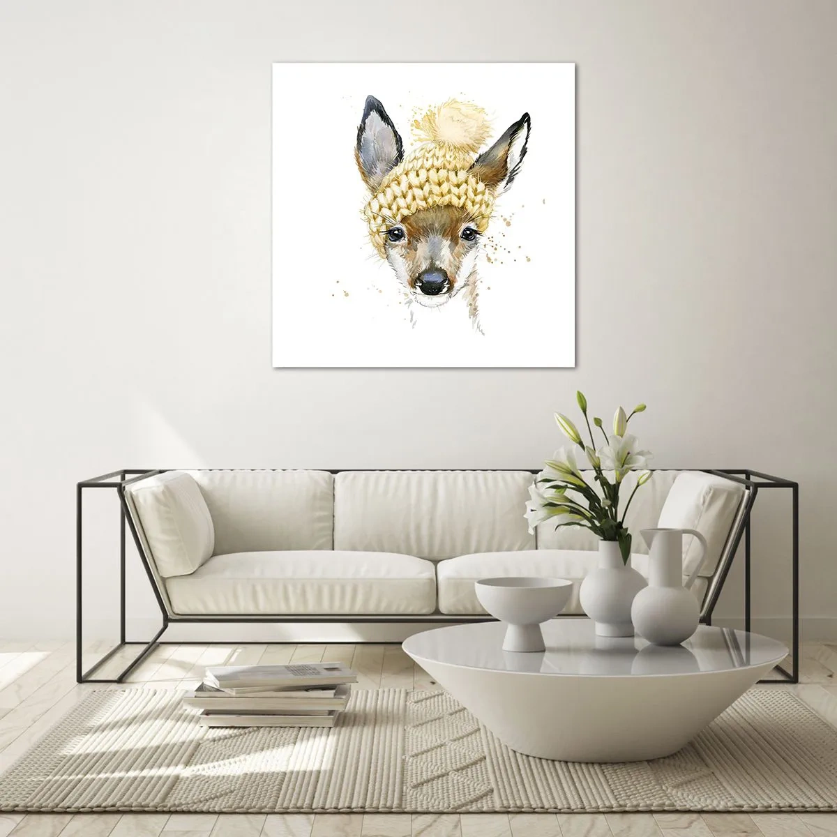 Glastavla - Bild på glas - För vinter i insnöad skog - 30x30 cm