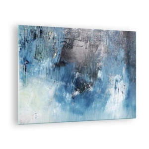 Glastavla - Bild på glas - Abstrakt komposition i nyanser av blått - 70x50cm - Blå rapsodi - Modern väggdekoration för vardagsrum och sovrum ARTTOR