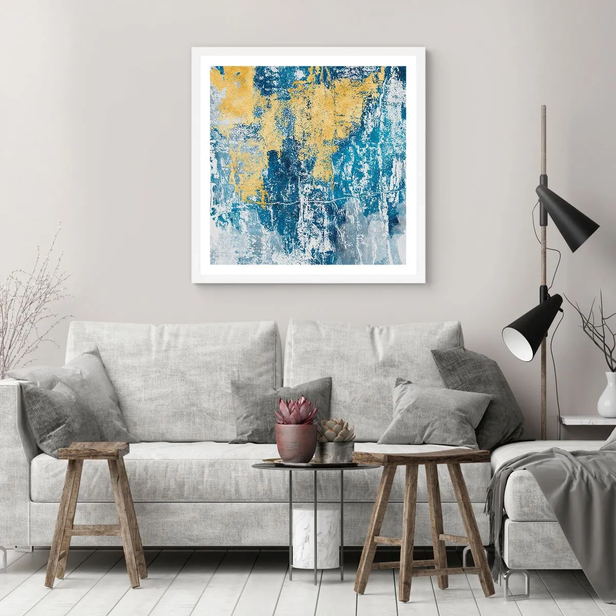 Affisch i vit ram - En väderfylld abstraktion - 40x40 cm