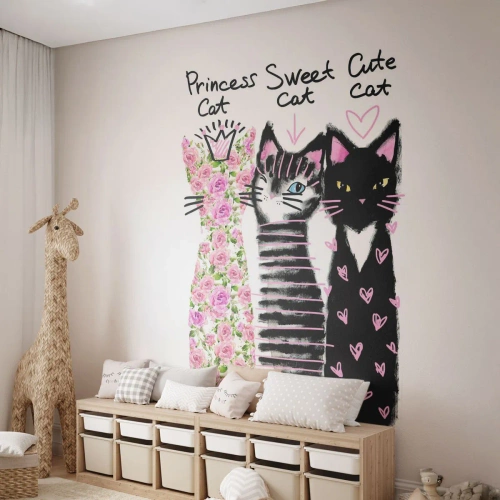 Fototapet på mått Premium Canvas - Det var en gång tre katter - För barn, Katt, Djur