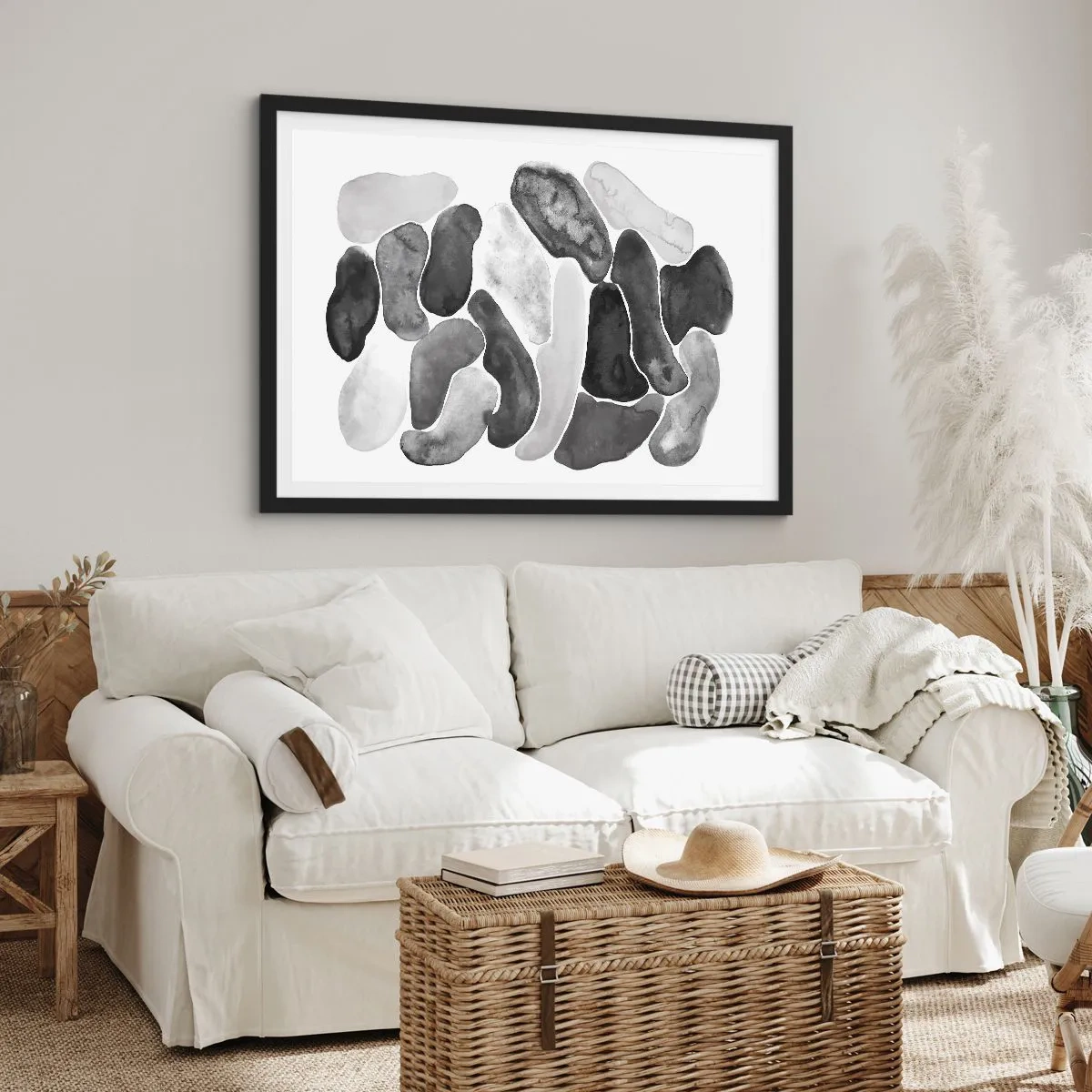 Affisch i svart ram - Stenig abstraktion - 70x50 cm