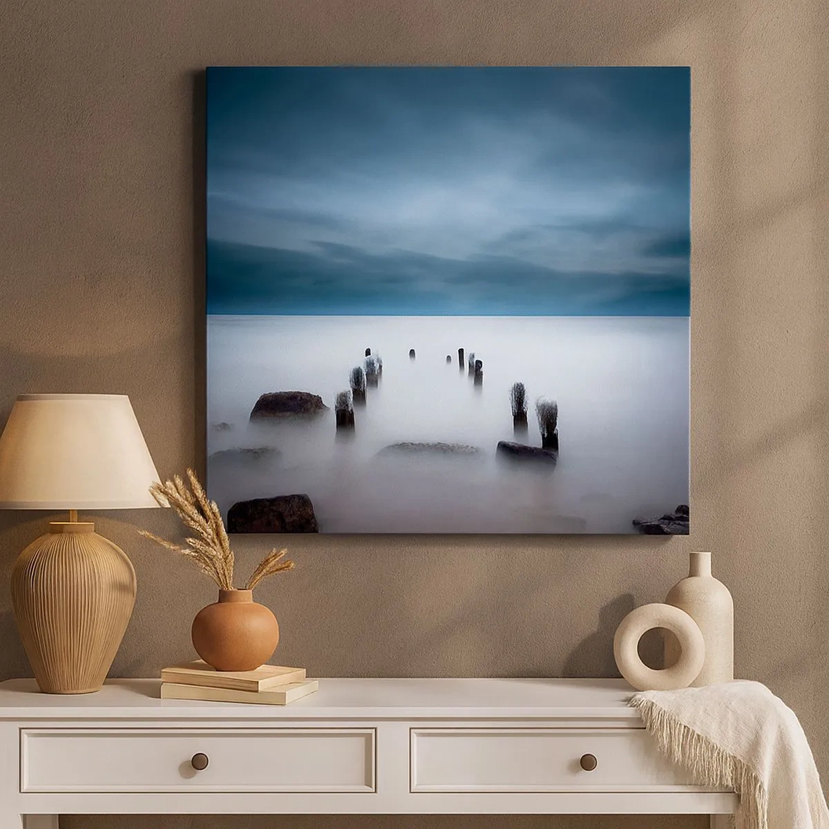 Canvastavla - Bild på duk - Fundersam sjö - 30x30 cm