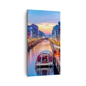 Canvastavla - Bild på duk - Ljusets och nöjets kväll - 55x100 cm