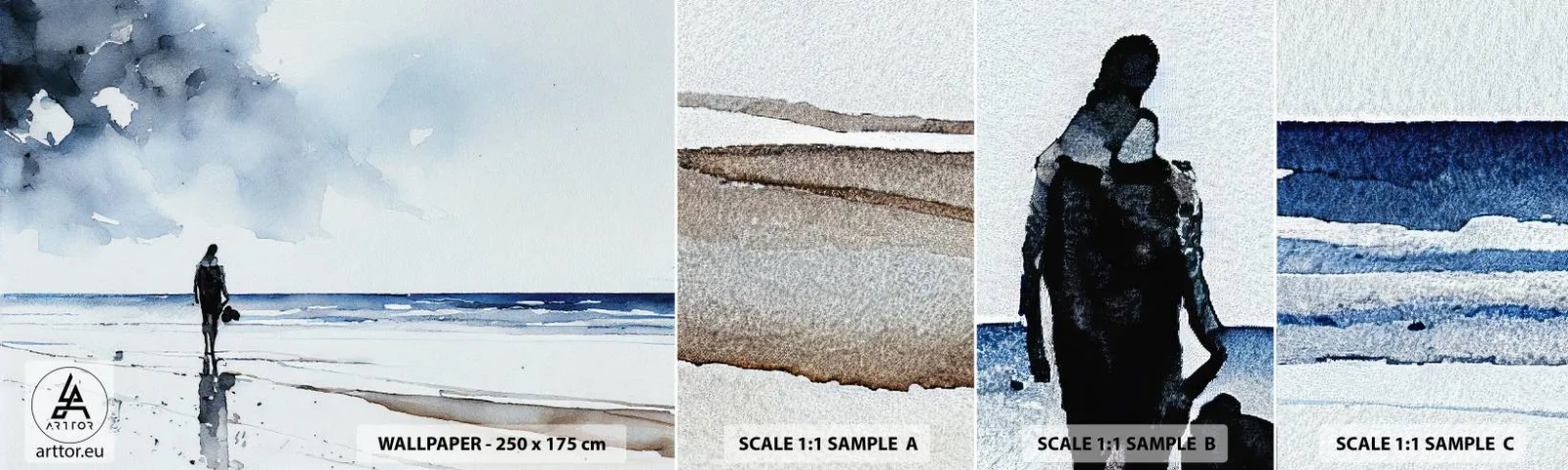 Fototapet Prov Standard Eco - Samtal med havet - Ensam, Man, Kust - 100x30 cm