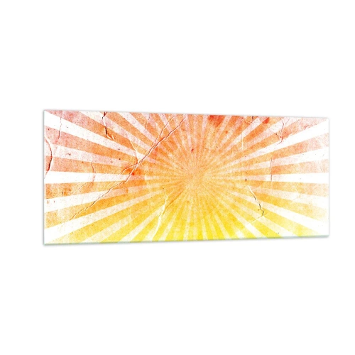 Glastavla - Bild på glas - Solupp- och nedgångar - 100x40 cm
