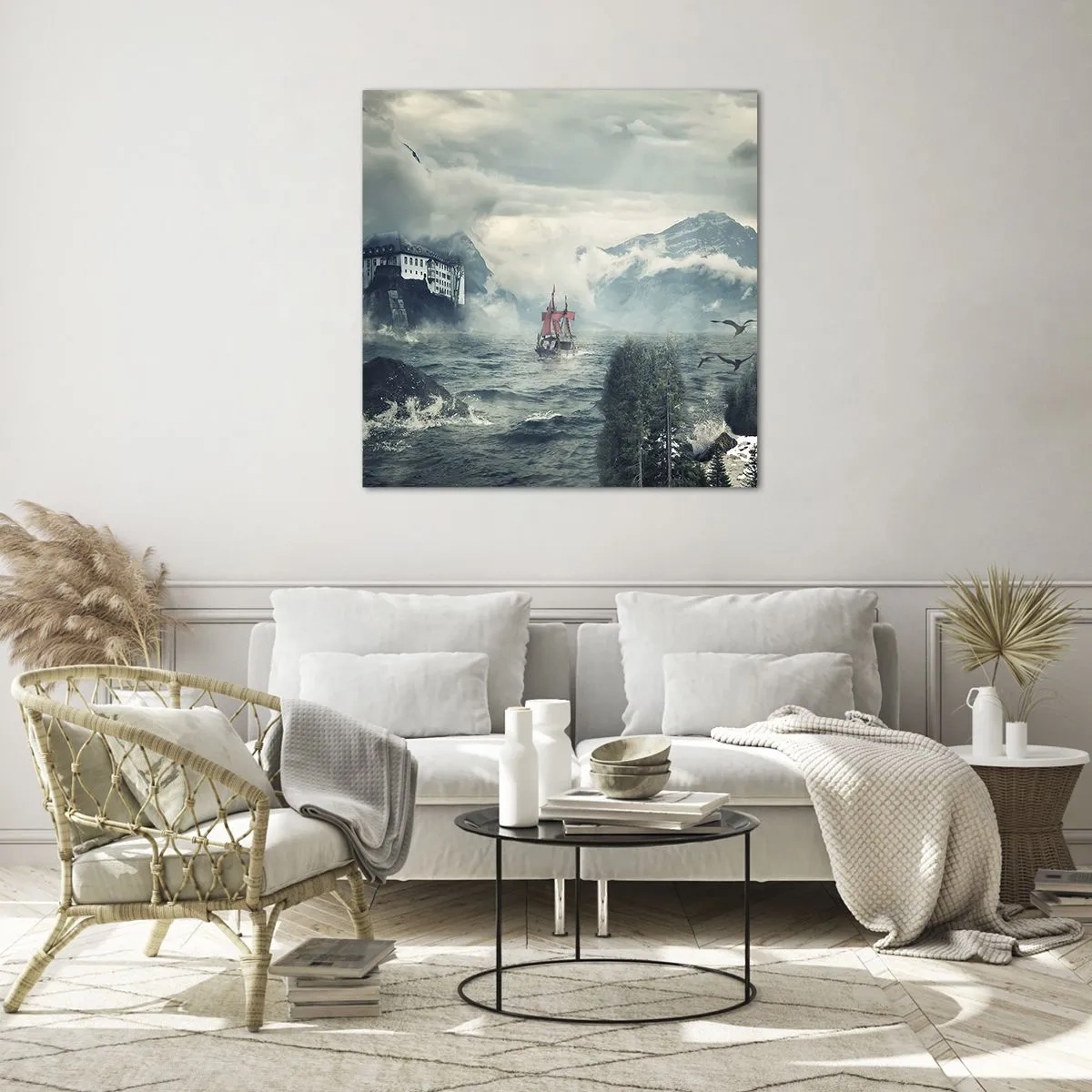 Glastavla - Bild på glas - På magiska vatten - 60x60 cm