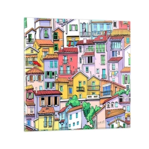 Glastavla - Bild på glas - Gladlynt stad - 60x60 cm