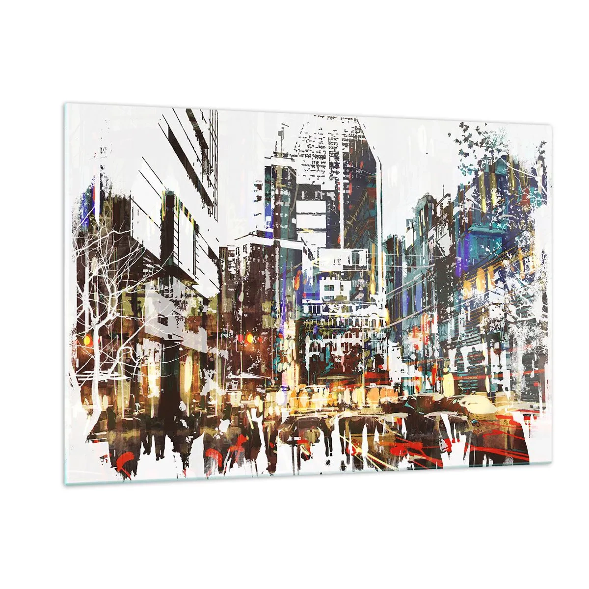 Glastavla - Bild på glas - Blinkande stad - 120x80 cm