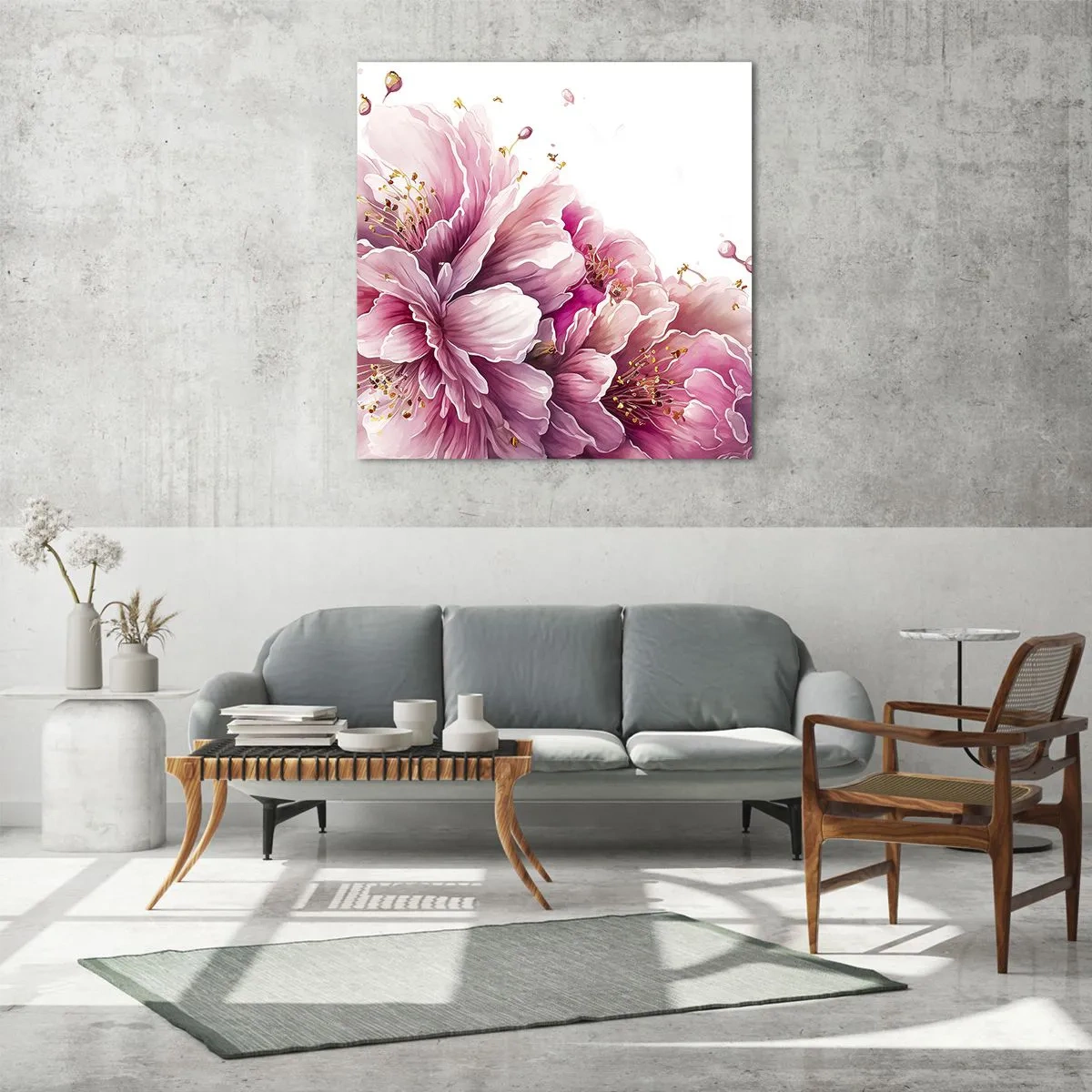 Glastavla - Bild på glas - Blommande körsbärsblomma - 30x30 cm