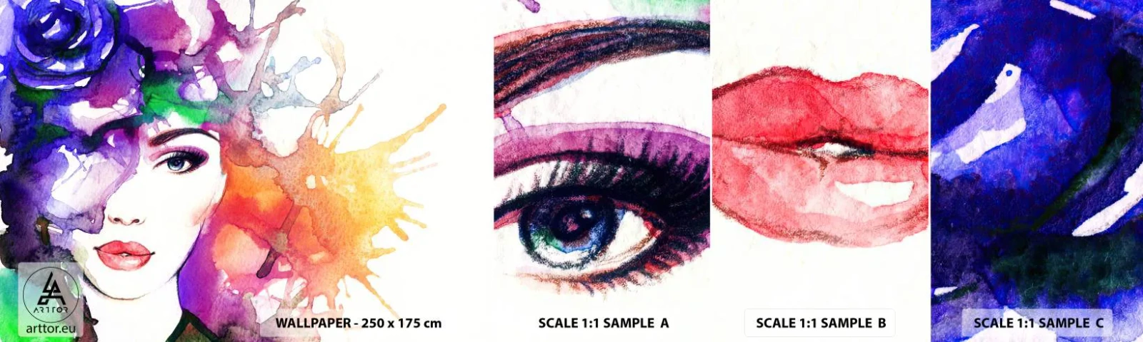 Fototapet Prov Standard Eco - Med huvudet i himlen - Kvinna, Kvinnans ansikte, Abstraktion - 100x30 cm