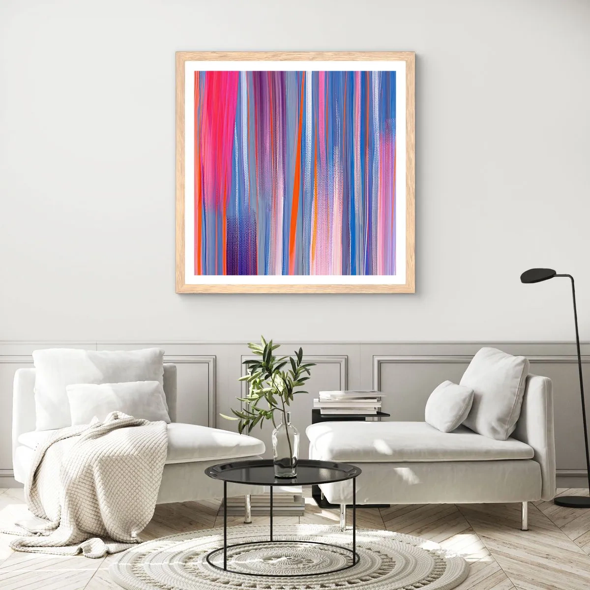 Affisch i ram av ljusek - Uppstigning i regnbåge - 50x50 cm