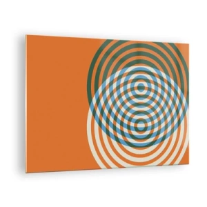Glastavla - Bild på glas - Abstrakt geometrisk grafik med koncentriska cirklar - 70x50cm - Abstrakt cirkulär variation - Modern väggdekoration för vardagsrum och sovrum ARTTOR