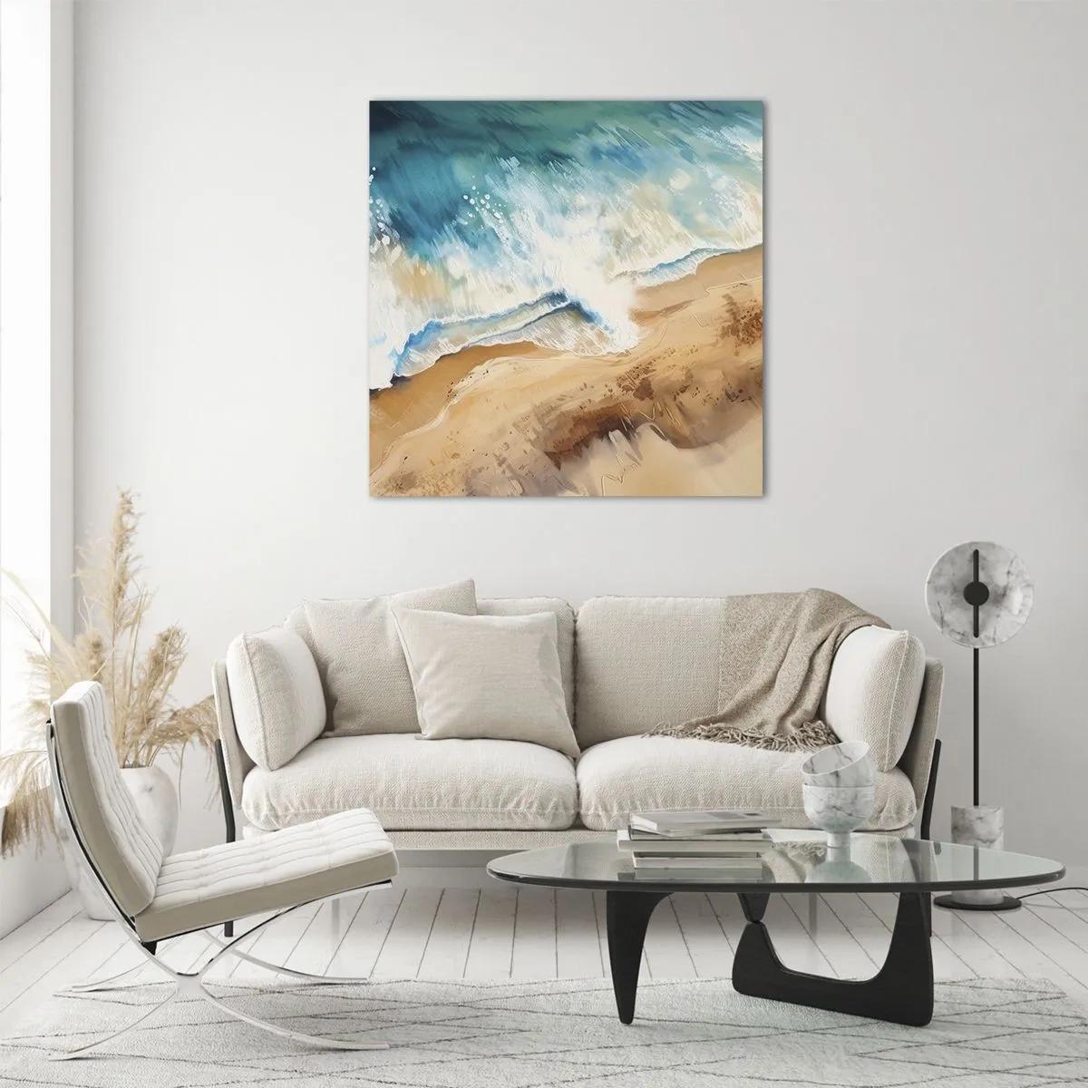 Glastavla - Bild på glas - Den återkommande vågen - 50x50 cm