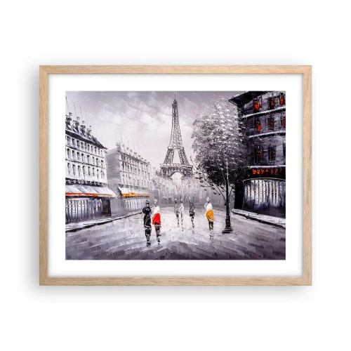 Affisch i ram av ljusek - Promenad i Paris - 50x40 cm