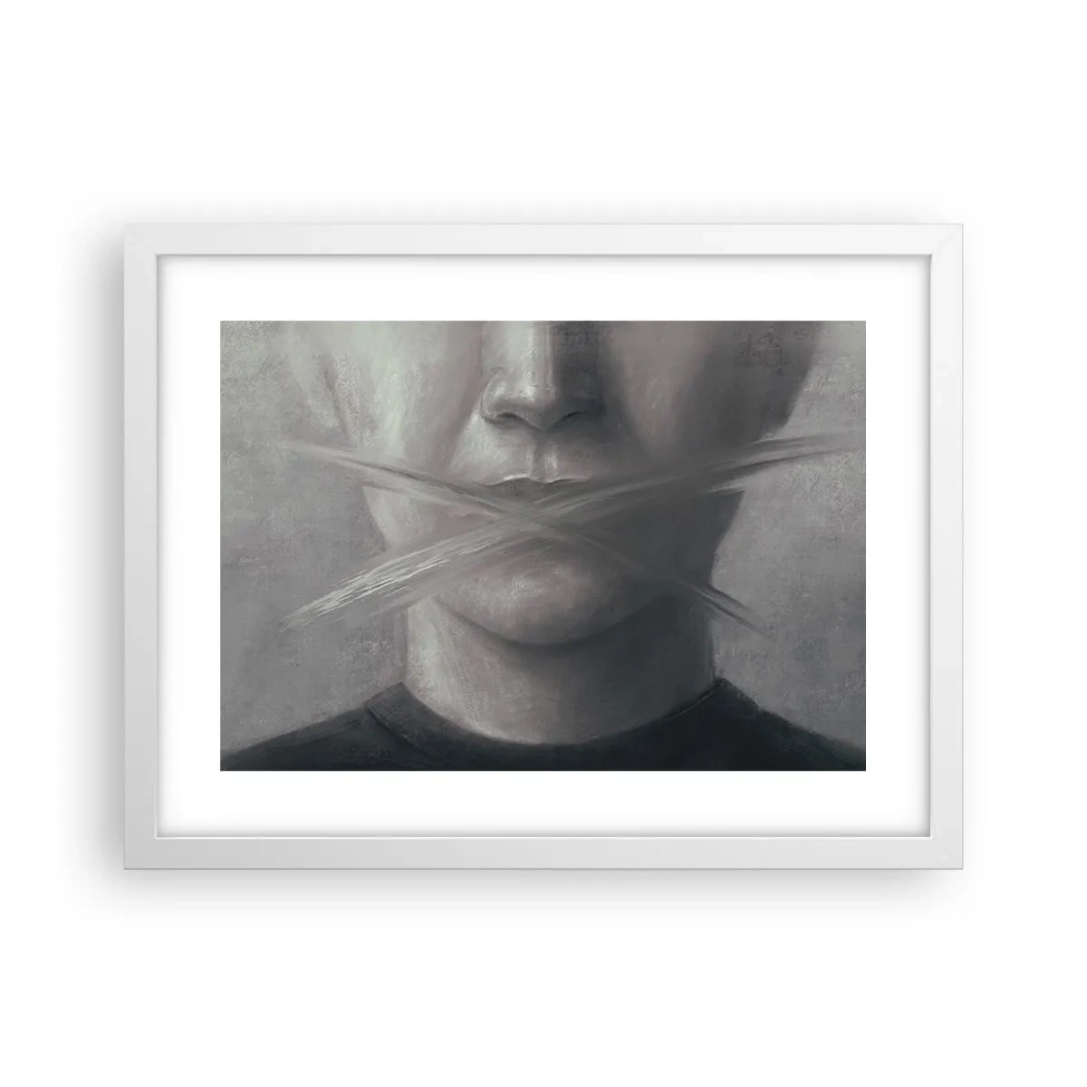Affisch i vit ram - Inte ett ord - 40x30 cm