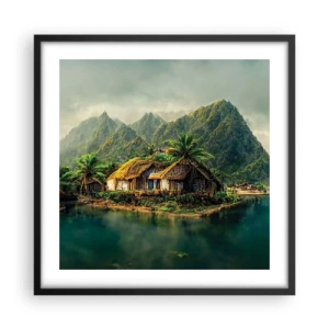 Affisch i svart ram - Tropiskt paradis - 50x50 cm