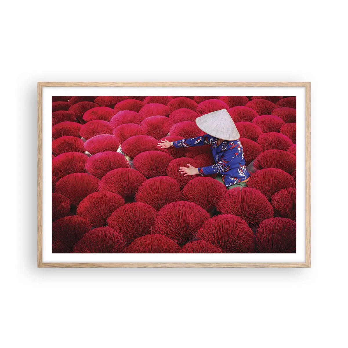 Affisch i ram av ljusek - På ett risfält - 91x61 cm