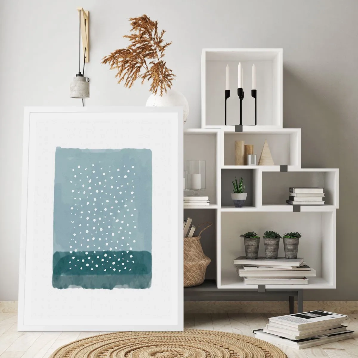 Affisch i vit ram - Uppstådda ur det blåa - 70x100 cm