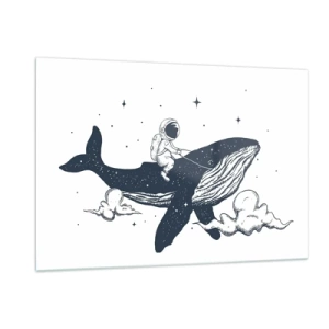 Glastavla - Bild på glas - Rymdäventyr - 120x80 cm