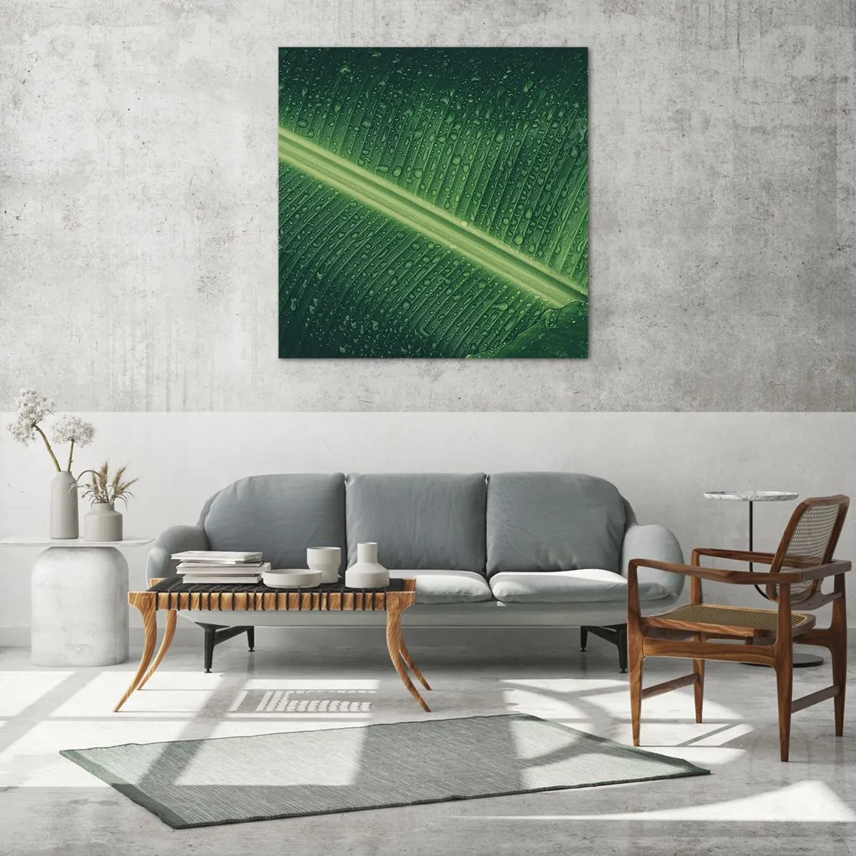 Glastavla - Bild på glas - Grönskans struktur - 40x40 cm