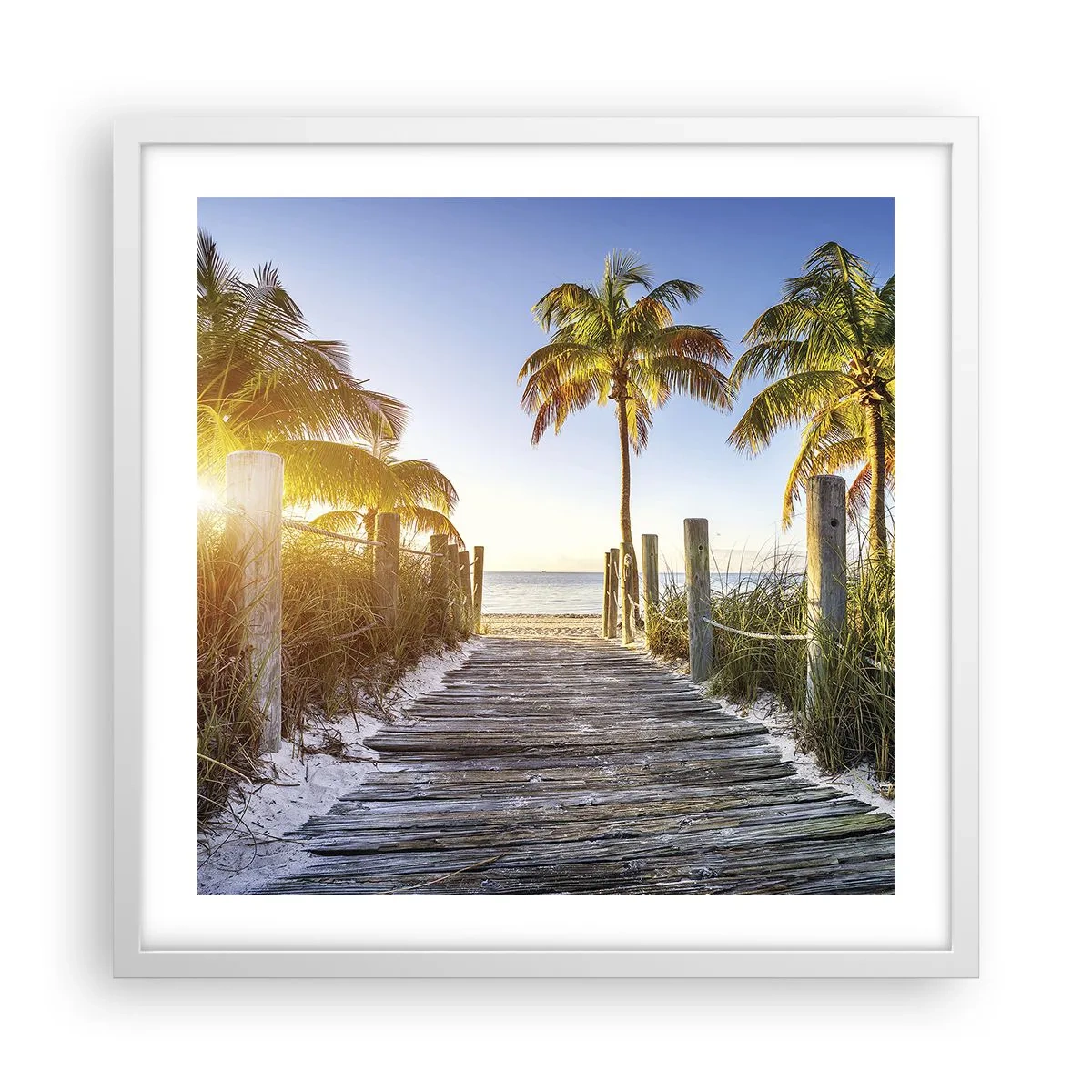 Affisch i vit ram - Raka vägen till paradiset - 50x50 cm