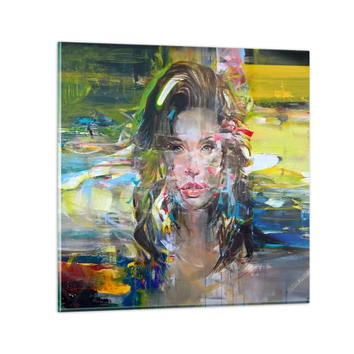 Glastavla - Bild på glas - Bakom luftridån - 50x50 cm