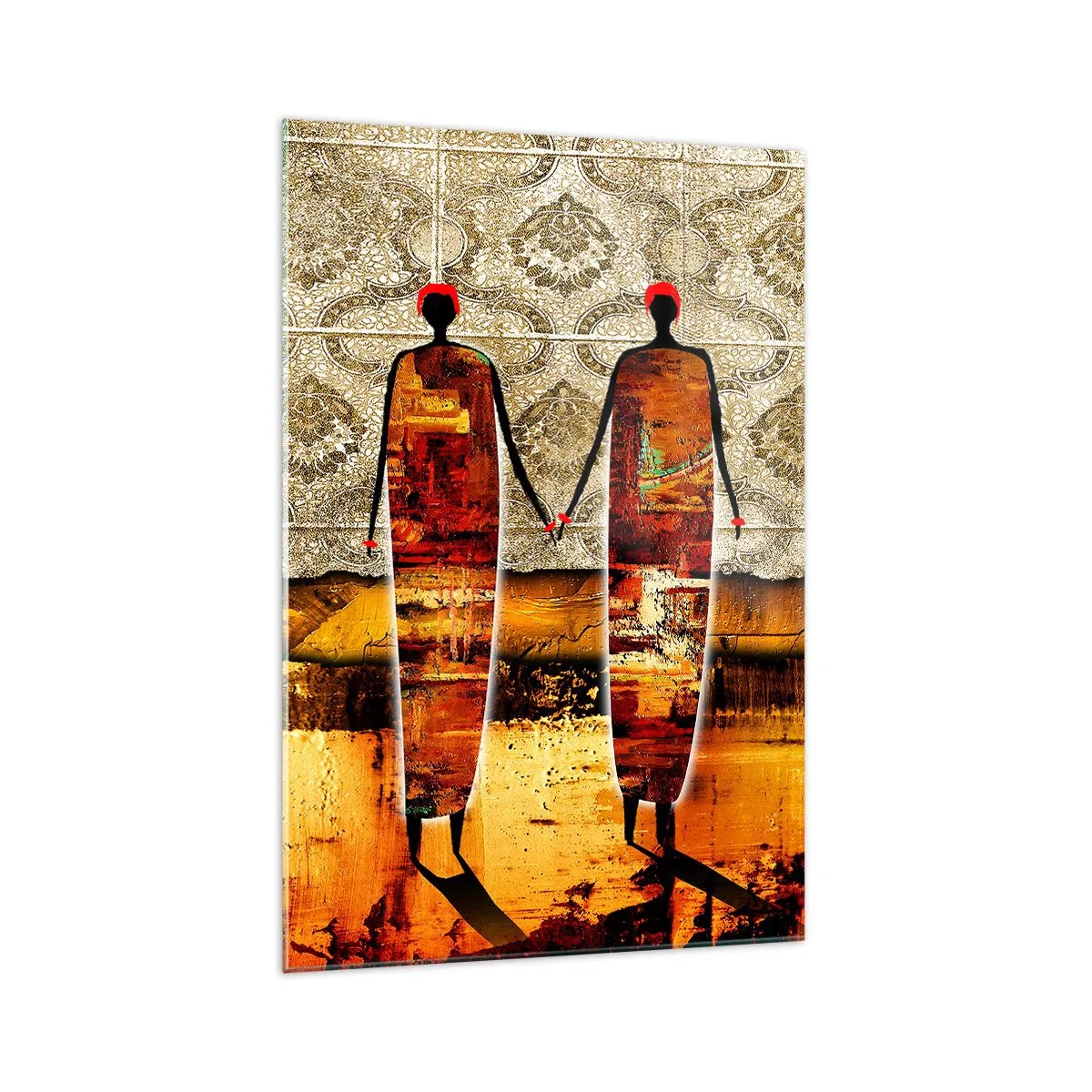 Glastavla - Bild på glas - Etnisk komposition i Afrikas färger - 70x100 cm