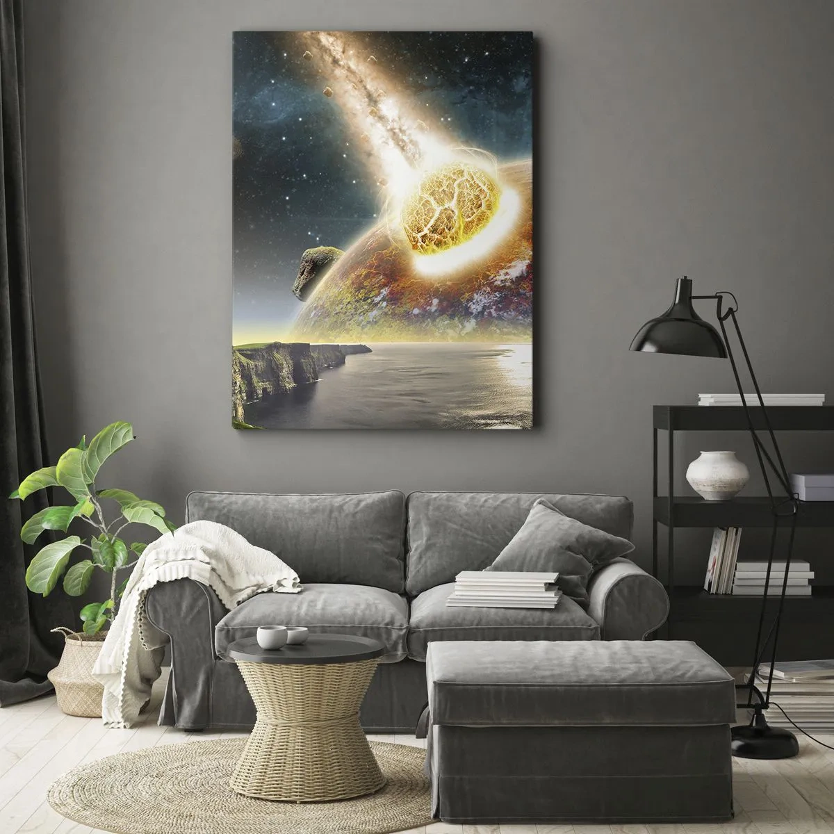 Canvastavla - Bild på duk - Rymddrama - 45x80 cm