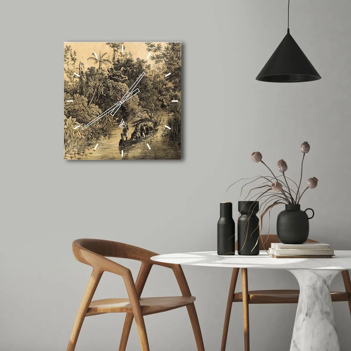 Väggklocka - Klocka på glas - Resa till källan - 40x40 cm