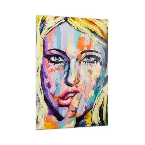 Glastavla - Bild på glas - Titta henne rakt in i ögonen - 50x70 cm