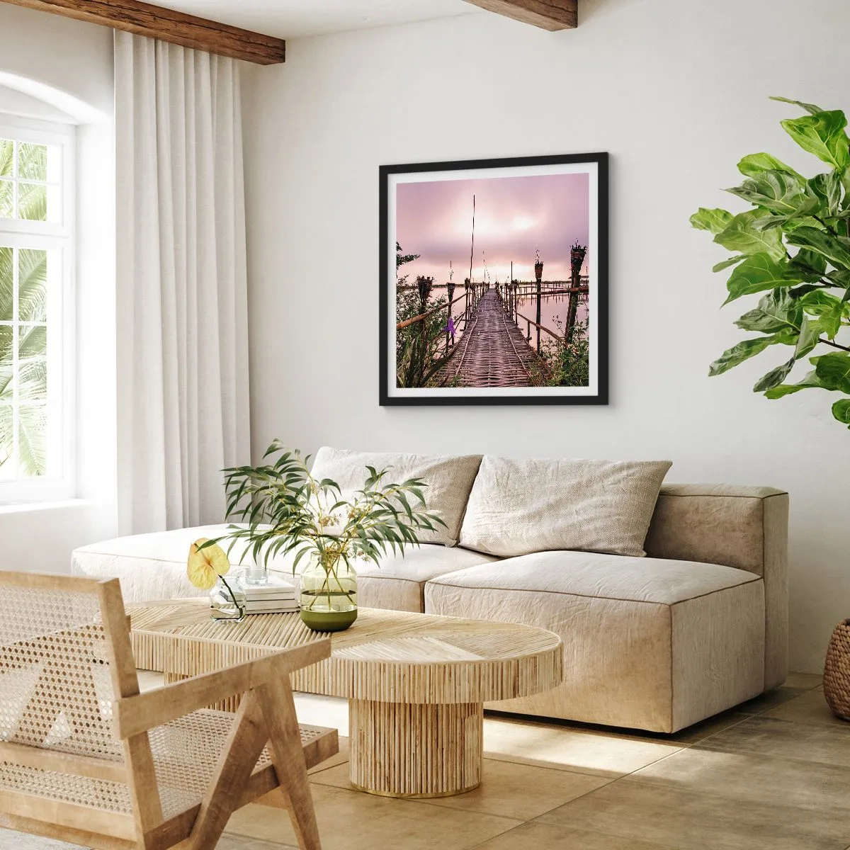 Affisch i svart ram - Asiens lugn och tystnad - 50x50 cm